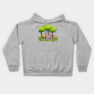 A group of people enjoying a picnic in a park Kids Hoodie